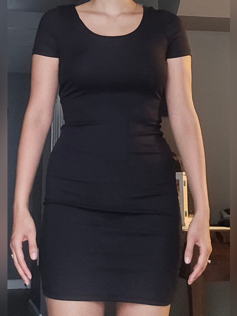Cotton On Black Bodycon Dress Sleeveless Scoop Neck